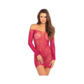 Rene Rofe Open Season Off Shoulder Dress Sangria Red M/L